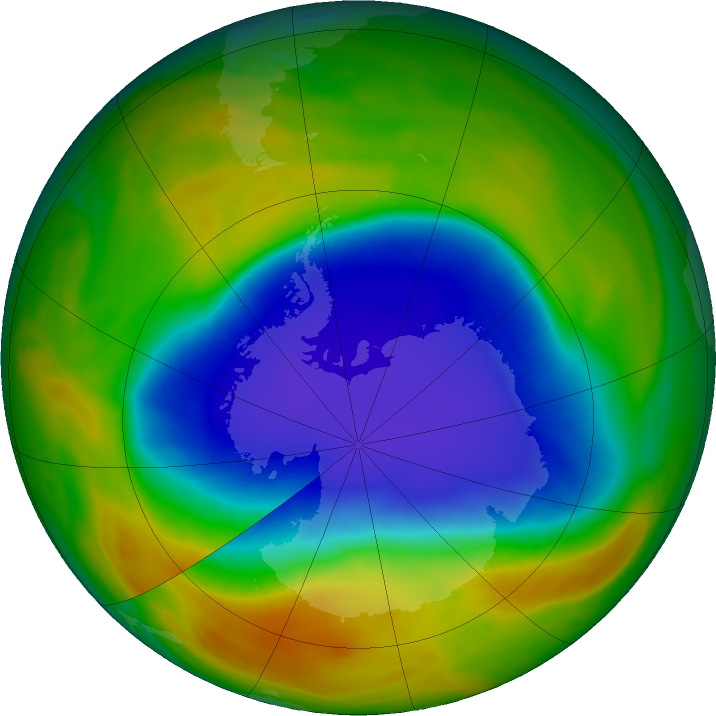 Antarctic ozone map for 23 October 2025